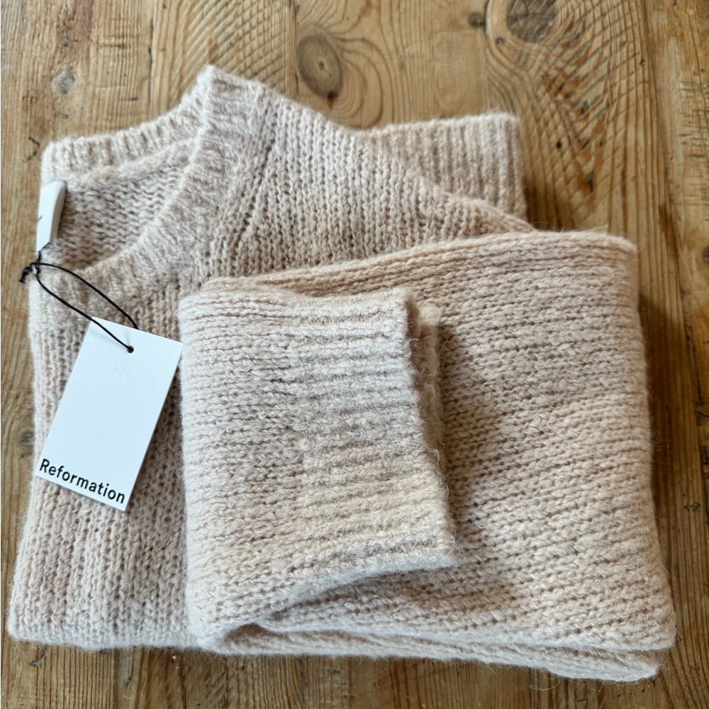 Reformation Cici Oversized Crew Sweater Natural - Size S - Picture 15 of 15